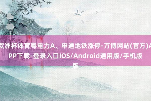 欧洲杯体育粤电力A、申通地铁涨停-万博网站(官方)APP下载-登录入口IOS/Android通用版/手机版