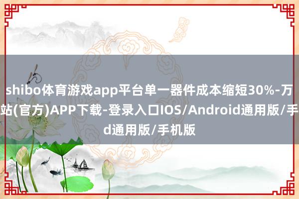 shibo体育游戏app平台单一器件成本缩短30%-万博网站(官方)APP下载-登录入口IOS/Android通用版/手机版