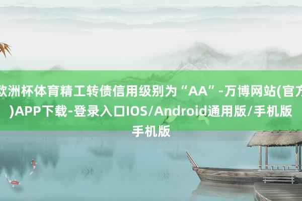 欧洲杯体育精工转债信用级别为“AA”-万博网站(官方)APP下载-登录入口IOS/Android通用版/手机版